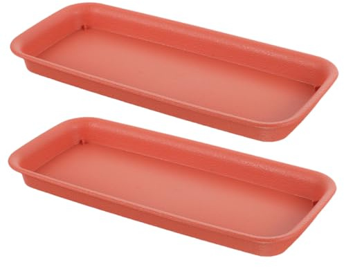 PAMINGONO para Macetas de Plástico Rojo Resistentes a Deformaciones Bandejas Rectangulares 2piezas y Fáciles para Mover Plantas en Proyectos de Jardinería y Decoración