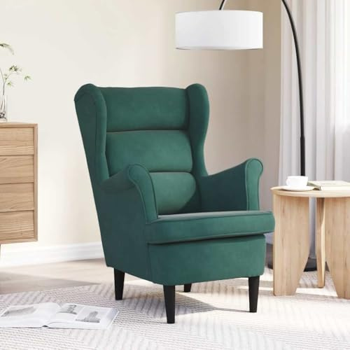 HUAKEHOM Ohrensessel Armlehnen Fernsehsessel Polstersessel Loungesessel Wohnzimmersessel TV Sessel Ruhesessel Relaxsessel Dunkelgrün Samt