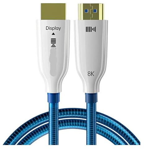 Compatible Con Kaiboer, Cable HDMI De Fibra Óptica 8K OCC Plateado, Versión De Fibra Óptica De 10 Gigabit, Cable HDMI 2.1 8K 60Hz 4K 120Hz 48 Gbps.(25M)
