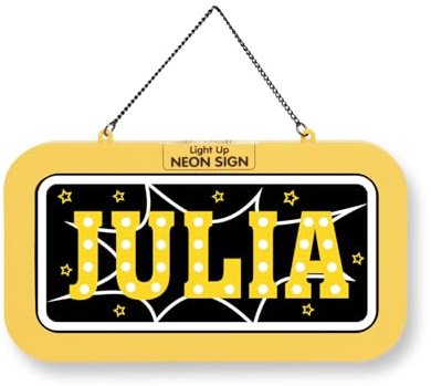 LED Leuchtschild Neonschild mit Namen, Leuchtende Wanddekoration mit Batterie, 18,7x10,3x1,6cm - Julia
