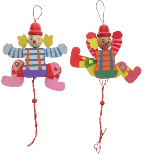 Parliky 2 Marionetas de Madera Tipo Títere de Hilo, Juguete Interactivo de Marionetas de Cuerda Payaso Multicolor, Set de 2 Piezas Adecuado para Juegos Creativos y Color Color Aleatorio
