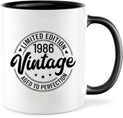 Taza 40 Cumpleaños, Vintage 1986 Regalos Originales 40 Años Para Hombres Mujeres, 350ml Taza de Cerámica Cumpleaños Aniversario Regalos para Amigas, Hermanas, Esposa, Madres, Novias, Mamá