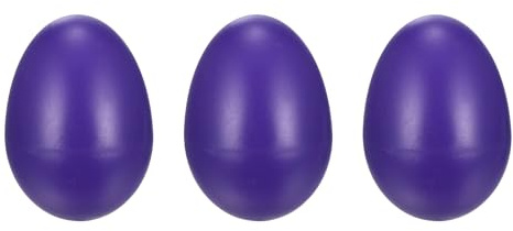 sourcing map 3 Pcs Egg Shakers, Plastic Musical Eggs Maracas Hand Percussion Instruments for DIY Painting Music Learning Easter Party Performance, Purple