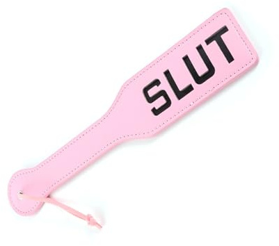 KUAIQI SM Paddel aus Leder,SLUT-rosa | Bondage & SM Leder,SM Paddel Spanking,Leder peitsche, Paddel Flogger Cosplay Sexspielzeug,für Paare Pärchen Fetisch Cosplay