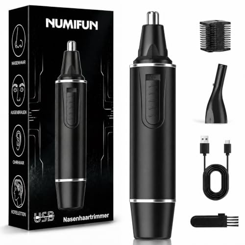 Nasenhaartrimmer Herren, USB Wiederaufladbar Nasenhaarschneider 2 in 1 Set Ohrhaarschneider mit Doppelschneideklingen, Professioneller schmerzfreier esichtshaartrimmer für Männer und Frauen
