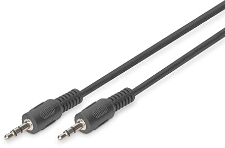 DIGITUS cavo di collegamento audio - da jack 3,5 mm a jack 3,5 mm - cavo AUX - cavo stereo - 1,5 m - nero - per impianti stereo, home cinema, soundbar, computer