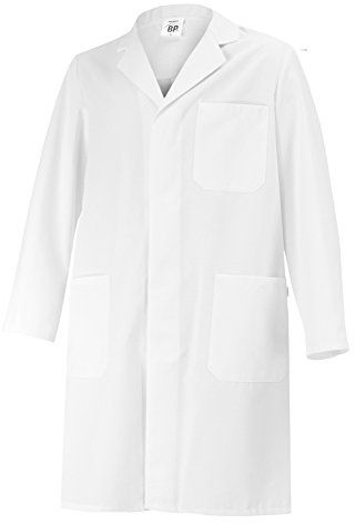 BP 1656-400-21-Sn Unisex-Mantel, Langarm, Kragen mit Aufschlag, 215,00 g/m² Stoffmischung, weiß, Sn