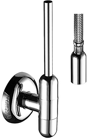 SCHELL 051520699 Design-Eckventil RONDO , Ventil 1/2 verchromt, mit selbstdichtendem Anschlussgewinde, Langer Schubschaft, Rosette ,65mm aus Spezial-Kunststoff mit Gleitring, Fettkammerspindel