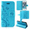 betterfon Hülle Kompatibel mit Apple iPhone 5 / 5s / SE | Premium PU Leder Handyhülle Wallet Case für iPhone 5 / 5s / SE | Schutzhülle Blumen Klapphülle Handyhülle | Blau