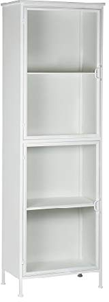 Ib Laursen Metallschrank Brooklyn weiß mit 2 Glastüren und 2 Einlegeböden