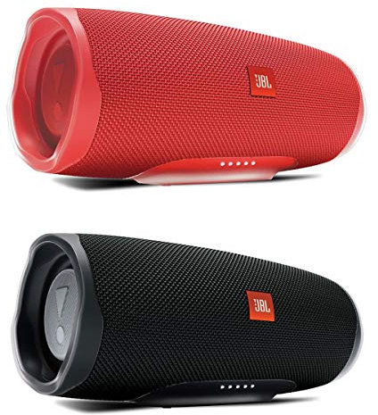 JBL Charge 4 Lot de 2 haut-parleurs Bluetooth portables étanches Noir/rouge