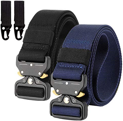 Chalier Herren Blau + Schwarz Gürtel, Einheitsgröße