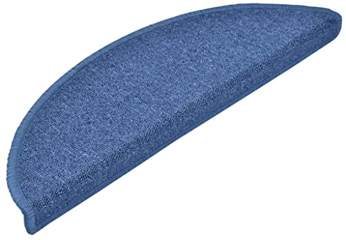 vidaXL 15x Treppenmatte Stufenmatte Stufenschoner Treppenschoner Treppenteppich Treppenschutz Matte Matten Teppich Halbrund rutschfest Blau 56x17x3 cm