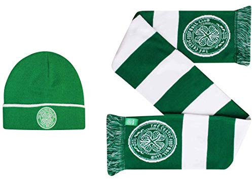 Super Hoops Official Celtic FC Fans Hat & Bar Scarf Gift Set (100% Acrylic)