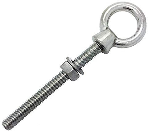 Bullone ad occhiello con gambo lungo con dadi e rondella in acciaio inox di grado marino., M6 / 6mm, Confezione da 1 pezzo.
