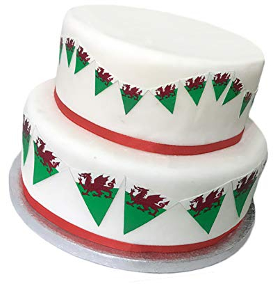 Welsh Wales Flag Bunting Edible Icing Sheet Cake Toppers Decorations