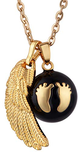 AEONSLOVE Bola Grossesse Collier Bola de Grossesse Or Pendentif Petits Pieds Femme Enceinte Maman Fille Amie Bijoux Bola de Naissance Cadeau Noel Méditation de Yoga