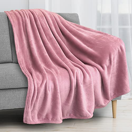 PAVILIA Fleece-Überwurfdecke für Couch, Doppelgröße, rosa, superweich, flauschig, Flanell-Überwurf für Sofa, luxuriöse Plüsch-Mikrofaser-Decke, Doppelbett, Heimdekoration, Samt-Geschenkdecke, 152 x