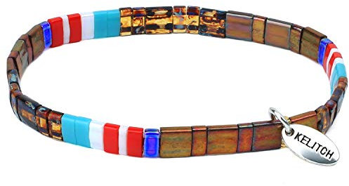 KELITCH Damen Bracelets Colorful Freundschaft Armbänder TILA Perlen Charme Elastische Armbänder Boho Stil für Geburtstag Sommer Strand Urlaub