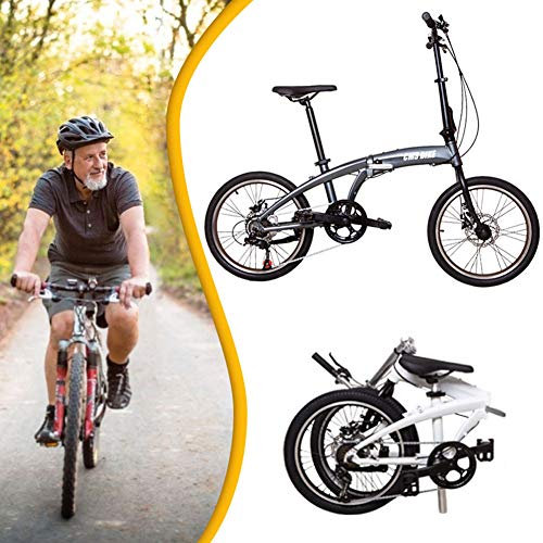 NANANA Klappräder 20 Zoll, Cityräder für Damen & Herren, 6-Speed Faltrad Leichte Stoßdämpfung Mountainbike Geländegängig rutschfeste Reifen Fahrrad, Outdoor-Radfahren, 150x110x63 cm,Grau
