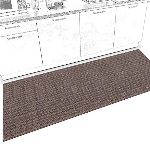 ANRO Läufer Teppich Küchenläufer Weich rutschfest anpassbar Velour Itaca Braun 65x220cm Viele Größen/Muster