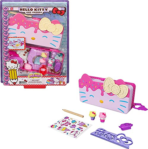 Hello Kitty GVC42 - Minis Eiscremewunder-Stiftspielset (ca. 19 cm) mit Spielwelt, 2 Sanrio-Figuren und Schreibwarenzubehör, für Kinder ab 4 Jahren