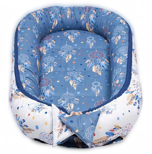 PaLulli 3-TLG Baby Ausstattung-Set Kuschelnest Babynest 95x55cm herausnehmbarer Baby-Matratze, Kuscheldecke Babybett 100% Baumwolle Hypoallergisch Für 0-8 Monate