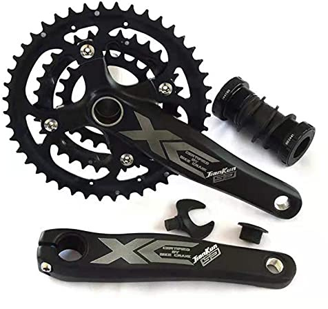 shanmashi Andeshunk Crankset Black Mountain MTB Bike Crankset Hollow Integrated Chainring Crank Set Bicycle Chainring Sprocket Round Bolts for Road Cycling Crank
