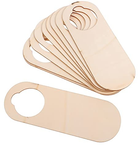 Artibetter Unfinished Wooden Door Knob Hangers: 10Pcs Blank Wood Doorknob Signs Wooden Tag Door Hanger for DIY Craft, Home Hotel Office Decoration