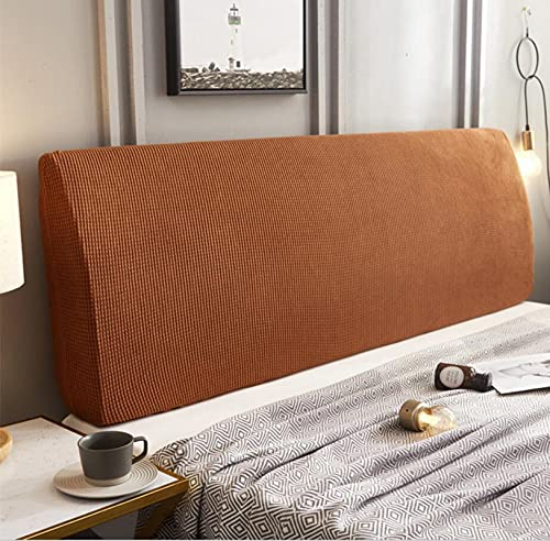 APTBJKUiU Bett Kopfteil Hussen Einfarbig Staubhülle Elastische All-Inclusive Kopfteilbezug Schlafzimmer Rundum-Paket, passend für eine Vielzahl von Bettköpfen Dekor Hellbraun 120cm (47-55)