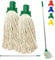Colour Coded Floor Mop Set – 120cm Long Aluminium Mop Handle and Pack of 2 String Heads Replacement for Domestic and Commercial Cleaning (Green)