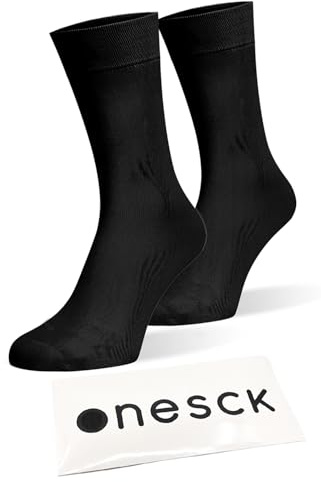 ONESCK Super Soft Cotton Dress Socks Vibrant Plain Colours for Men, Women (Black, 7-12)