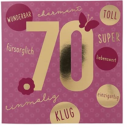Depesche 11515-050 Zahlenkarte zum 70. Geburtstag mit Musik, veredelte Klappkarte mit originellem Innentext, inkl. Umschlag, Format 15,5 x 15,5 cm