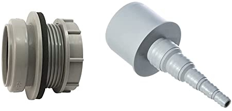 Airfit Anschraubmuffe, Kunststoff, Grau & Schlauchnippel DN 50 für Schlauch von Ø 8 bis 25 mm - KS-Grau