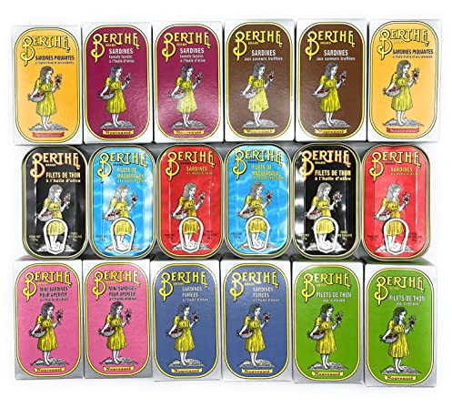 Konserven Probier Set Variation - Sardinen - Thunfisch - Makrel - 18 Dosen - 9 Arten - Berthe - Portugal
