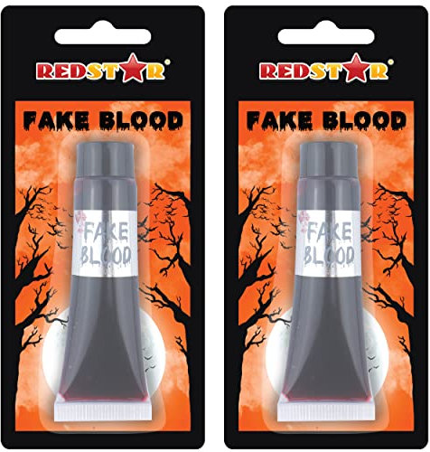 REDSTAR 2 x Sangre falsa para maquillaje de Halloween Sangre con costra de sangre - Sangre falsa de Halloween para ropa Maquillaje de vampiro Pintura facial de zombie Maquillaje de sangre falsa rojo o