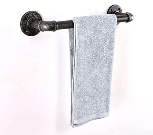 LINKPIPES Rohrhandtuch Bar Wand montiert Industriehandtuch Rack Halter Rustikale Heavy Duty Badezimmer Hardware (12 inch, Schwarz Grau)