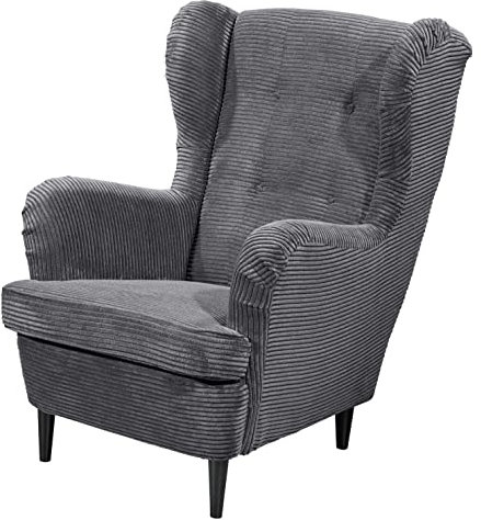 DEINE TANTE EMMA 64-084-28 Sessel Oskar Polstersessel Wohnzimmersessel TV - Sessel Ohrenbacken ca. 78 x 102 x 98 cm anthrazit grau Zoom 21 ash
