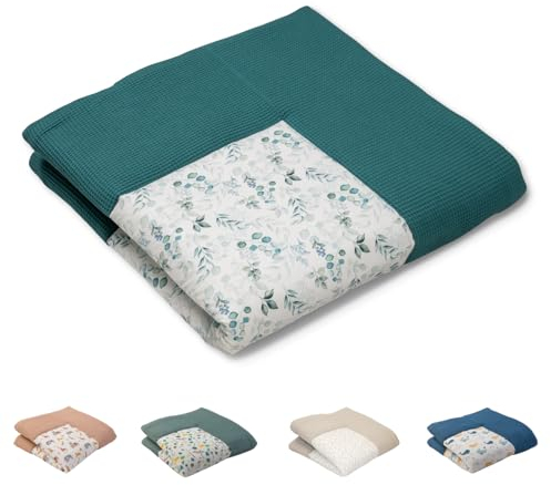 ULLENBOOM ® Baby Krabbeldecke 140x140 cm gepolstert - Eukalyptus-Petrol (Made in EU) - XXL Krabbeldecke für Baby mit 100% OEKO TEX Baumwolle, ideal als Babydecke & Spieldecke