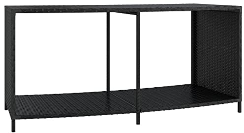 vidaXL Outdoor Regal 2 STK., Whirlpool Regal mit viel Stauraum, Whirlpool Ablage mit Stahlrahmen, Whirlpool Zubehör Whirlpoolbedarf, Schwarz Poly Rattan