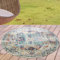 CARPETIA Teppich im Vintage-Style mit orientalischen Verzierungen | drinnen & draußen | bunt, 120 cm Rund