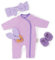 LullaBaby – Puppenkleidung für 36 cm Baby Puppen – Lila Strampler, Stirnband, Schuhe, Spielzeug – Puppen Zubehör – Baby Puppenzubehör – Spielzeug für Kinder ab 2 Jahren – Lila Pyjama