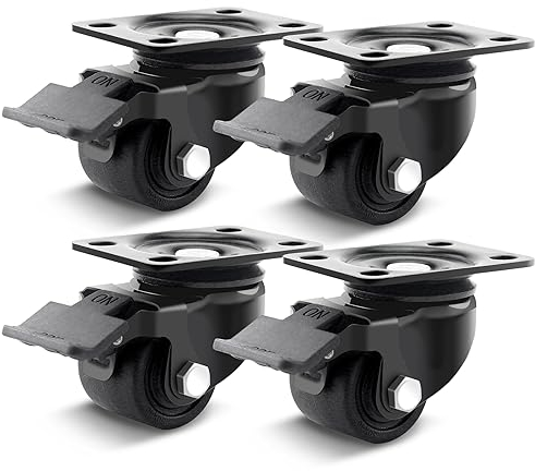 50 mm Schwerlastrollen, Lenkrollen Nylon mit 1000 Kg Last, IndustrieRollen Einzelne Verriegelung mit 360 Grad Rotation, Keine Spuren & Leise extra schwere Transportrollen 4er Set mit Schrauben
