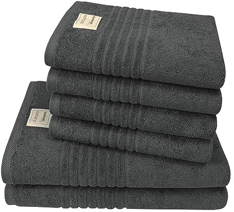 Dyckhoff Handtuchset Nature, 6-TLG., Bio-Baumwolle GOTS, 500g/m², anthrazit | 2x 70x140cm, 4x 50x100cm, 100% GOTS-zertifizierte Bio-Baumwolle, freundliche Farben für modernes Ambiente