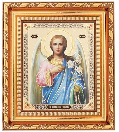 NKlaus Erzengel Gabriel Ikone im Rahmen mit Glas 14x16cm christlich orthodox 13920