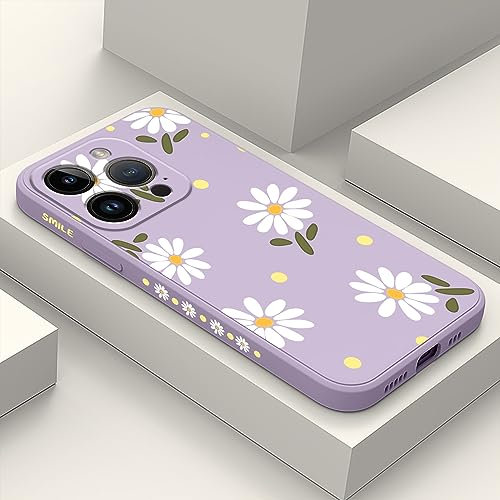 LEECG für iPhone 14 Pro hülle, Kreative Blumenmuster Designs weiche Anti Scratch Microfiber Lining innen, Anti Fingerabdruck Slim Fit Silikon Soft Handyhülle für iPhone 14 Pro-Hellviolett 1