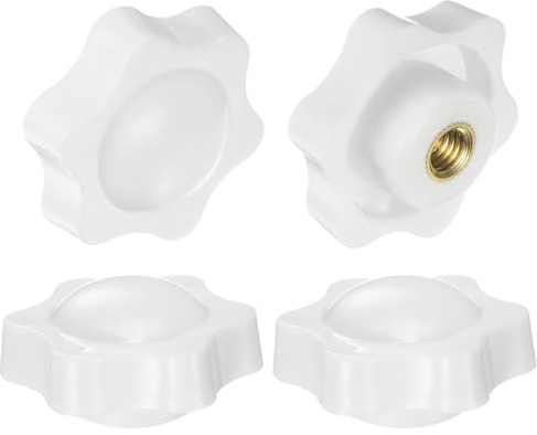 QUARKZMAN 4 Stück Sterngriffmutter M6 x 38mm Flügelmuttern mit Gewinde, Rändelmutter Handgriff Klemmmutter 38mm Spannknopf für Industrie Werkzeugmaschinen Geräte Fitnessgeräte, Weiß