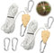 2 Pezzi Cricchetto per Corda 4M, Corda Cricchetto con Gancio Bianco 1/8 con 2 Moschettoni di Ricambio in Metallo, Cricchetto a Corda Regolabile per Lampada da Pianta, Tenda, Escursioni