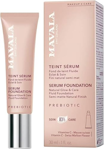 Mavala - Serum-Teint, flüssige Grundierung für Glanz & Pflege – anpassbare Abdeckung, natürliches halbmattes Finish – Gesichtspflege, 83 % Pflege – Farbton Very Light, 30 ml