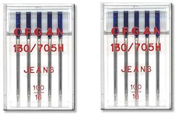 ORGAN Nähmaschinennadeln Universal Jeans Leder Stretch Jersey Microtex Quilting Embroidery 130/705 H (Jeans - Stärke 100)